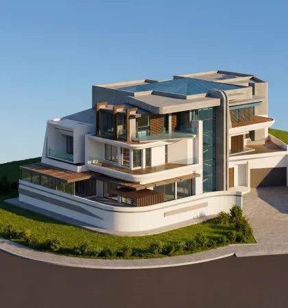 High-end residential building render for retrofit analysis